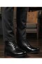 Men's Black Genuine Leather Zippered Lace-Up Fur Lined Anti-Slip Sole Classic Daily Boots 1984 - 6
