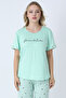Happiness Bamboo Short Sleeve Women's Turquoise Pajama Set - 5