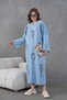 Women's Wide-Fit Long Knit Dress with Beading and Embroidery on the Front - 4