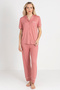Massion Lairy Buttoned Short Sleeve Women's Powder Pajama Set - 2