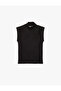 Drape Detailed High Neck Sleeveless Knit Sweater - 3