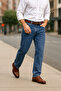 Men's Baggy Fit Jean Marcus Hunter High Waist Straight Cut Flexible Blue Denim Trousers C346 - 3