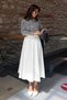 White Pleated Pocketed Women's Midi Length Skirt Mg2536 - 4