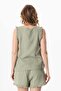 Sleeveless Ruffle Detailed Duru Oval Collar Muslin Summer Blouse Olive Green Zytnysl - 2