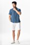 Short Sleeve Polo Neck Muslin Summer Tshirt Indigo Indg - 5