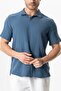 Short Sleeve Polo Neck Muslin Summer Tshirt Indigo Indg - 3