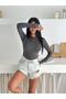 Women's Crew Neck Long Sleeve Fingerless Gloves Buzy Bady