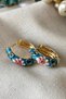 Enamel Colored Flower Hoop Design Women's Steel Earrings Blue Non-Tarnish Colorfast - 2
