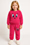 Girl's Set Fleece Winter Plush Civiv Twety Model Top and Bottom Set
