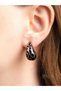 Minimalist Black Marble Stone Detailed Steel Drop Women's Earrings