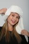 Ecru Faux Fur Women's Hat with Headphones - 4