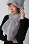 Gray Soft Textured Plush Neck Collar & Hat Set of 2 - 7
