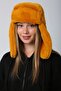 Plush Women's Beret Hat with Saffron Faux Fur Earmuffs - 6