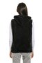 Women's Black Hooded Sleeveless Plush Vest - 6