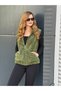 Women's Khaki Green Hooded Sleeveless Plush Vest - 6