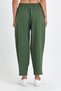 High Waist Elastic Waist Lycra Linen Khaki Green Color Women's Shalwar Trousers - 7