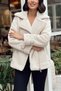New Season Women's Inner Zipper Belt Detail ZR Leather Suede Coat - 7