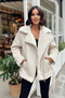 New Season Women's Inner Zipper Belt Detail ZR Leather Suede Coat - 3