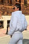 Women's White Waterproof Trend Zip-Up Short Puffer Bomber Jacket - 3