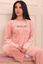 Women's Slogan Long Sleeve Velvet Pajama Set