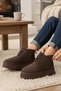 Ugy Brown (4.5 cm) Daily Use Boots with Fur Inside and Laces - 5