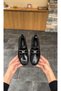 Black Wrinkled Buckle Women's Casual Ballerinas - 2