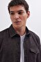 Men's Slim Fit Single Pocket Flap Plain Lumberjack Sport Brown Shirt