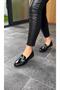 Black Wrinkled Buckle Women's Casual Ballerinas - 4