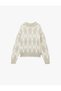 Long Sleeve Diamond Pattern Polo Neck Knitwear Oversize Sweater - 4
