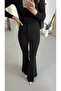 Flared Leg Lycra Black Fit Trousers - 2