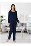 Women's Navy Blue Special Design Lace Cotton Maternity Pajama Set (Effortt) - 3