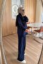 3-Piece Hijab Set with Shoulder Scarf - Navy Blue - 2