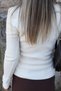 Ecru Standard Size Stand Collar Snap Fastener Knit Sweater - 3