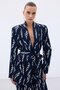 Patterned Long Jacket - Navy Blue