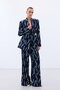 Patterned Long Jacket - Navy Blue - 2