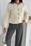 Women's Buttoned Textured Knit Cardigan – Timeless & Urban Style - 5