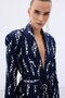 Patterned Long Jacket - Navy Blue - 7