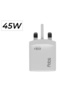 شاحن فائق 45 واط PD+QC3.0، محول شحن سريع مع كابل Type-C وUSB، طراز SP-310، أبيض - 6