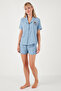 Shirt Collar Elastic Waist Short Sleeve Shorts Pajama Set Pajama Set 611Pt00065 - 5