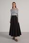 Women's Black Patchwork Detailed Premium Long Skirt 30054 - 3