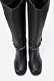 Viorra Women's Thick Heeled Boots with Black Leather Straps - 2