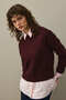 Ribbed Basic Crop Sweater Burgundy - 3