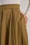 Women's Oil Green Patchwork Detailed Premium Long Skirt 30054 - 4