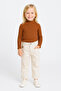 Girl's Cream Elastic Waist Trousers - 2
