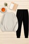 Unisex Los Angeles Printed Oversize Crew Neck Sweatshirt 2-Piece Tracksuit Set - 2