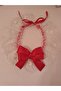 Handmade Cat and Small Dog Collar Leash with Red Ribbon - 2