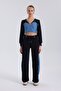 Whatsup Denim Detailed Hooded Crop Tracksuit Set - Blue-Black - 5