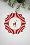 Oval Decorative Red Embroidered Edge Deer Patterned Cocktail Napkin 1 Piece