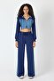 Whatsup Denim Detailed Hooded Crop Tracksuit Set - Blue-Navy Blue - 2
