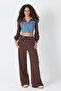 Whatsup Denim Detailed Hooded Crop Tracksuit Set - Blue-Brown